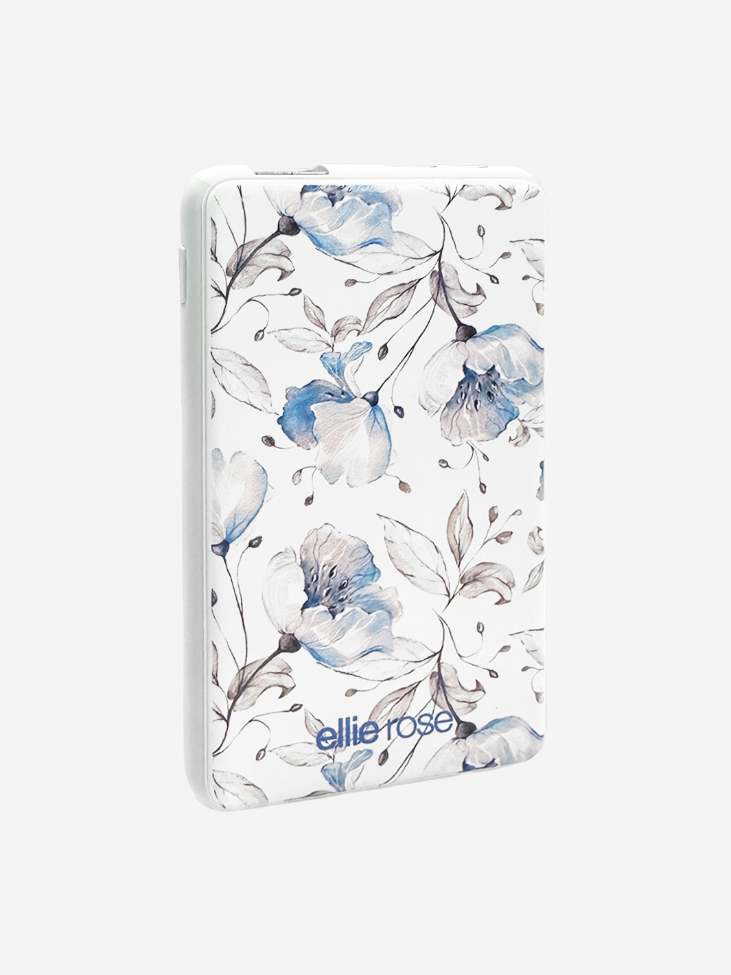 Blue Floral Power Bank 5000mah (USB-A + USB-C Ports)